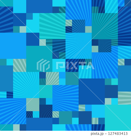 Seamless ocean inspired square pattern with shimmering rays in aquatic pixel style color palette Seamless ocean inspired square pattern with shimmering rays in aquatic pixel style color palette 127483413