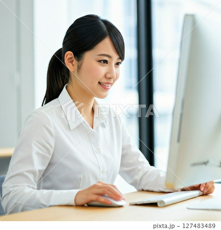 パソコンに向かうビジネスウーマン パソコンに向かうビジネスウーマン 127483489