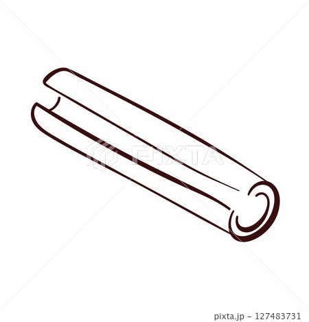 Cinnamon stick roll logo in line art style isolated on a white background. Cinnamon stick roll logo in line art style isolated on a white background. 127483731