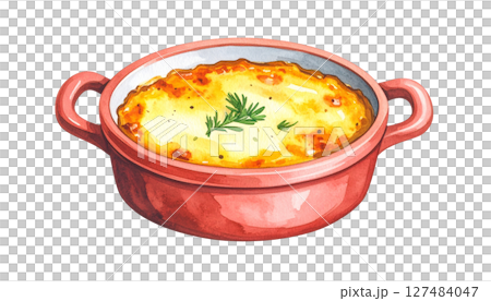 Gratin watercolor illustration Gratin watercolor illustration 127484047