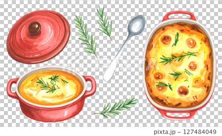 烤水彩插圖 127484049