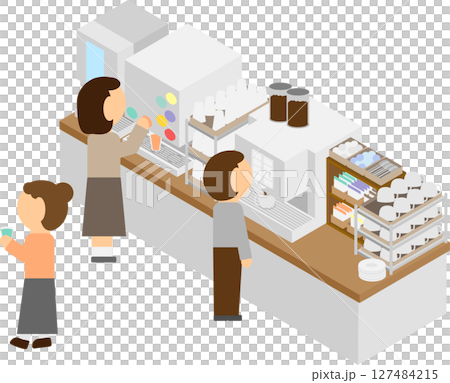Isometric image of people using a drink bar 127484215