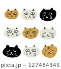 かわいい猫の顔のセット 127484345