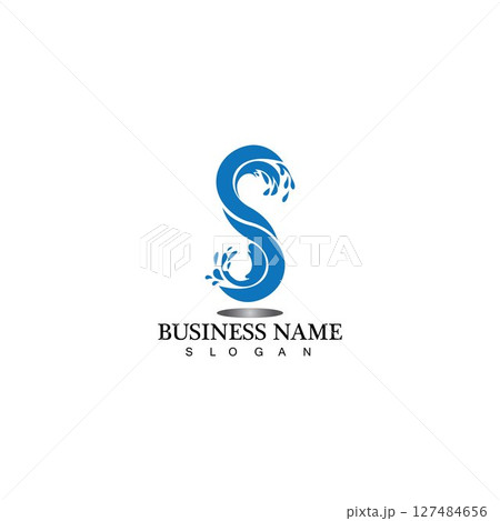 S letter water splash logo design template S letter water splash logo design template 127484656