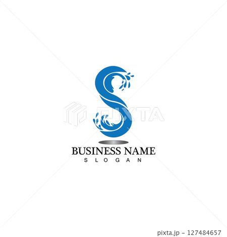 S letter water splash logo design template S letter water splash logo design template 127484657