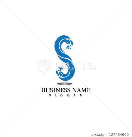 S letter water splash logo design template 127484660