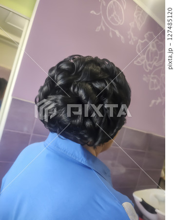 Festive and wedding hairstyles and styling. Light and dark hair Festive and wedding hairstyles and styling. Light and dark hair 127485120