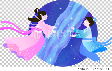 可愛い織姫と彦星イラスト 127485641