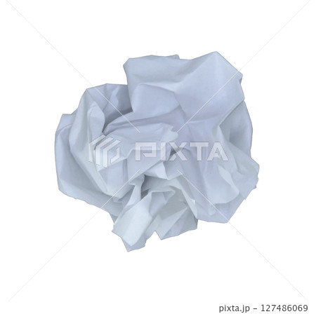 Crumpled white paper ball isolated on white background 127486069