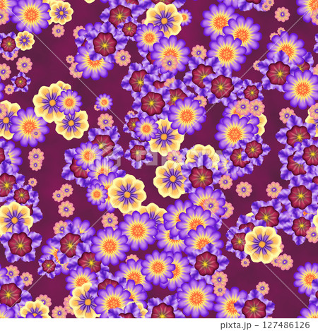 Pattern of multicolor flower bunch.  Seamless Hi-res texture. 127486126