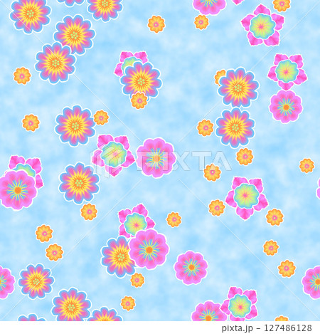 Pattern of multicolor flower bunch.  Seamless Hi-res texture. 127486128