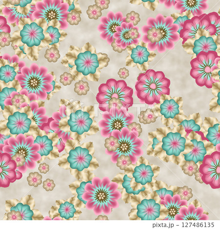 Pattern of multicolor flower bunch.  Seamless Hi-res texture. 127486135