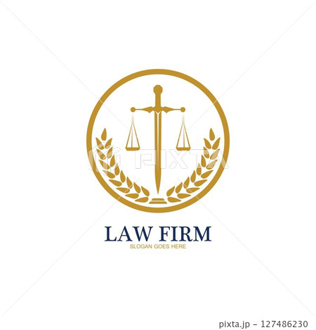Law Firm logo and icon design template-vector 127486230