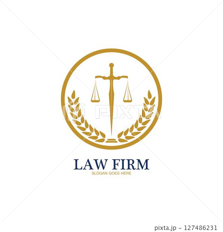 Law Firm logo and icon design template-vector 127486231