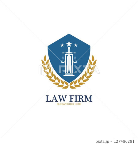 Law Firm logo and icon design template-vector 127486281