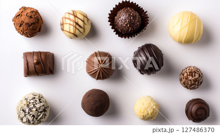 ミックスチョコレートボールのクローズアップ ミックスチョコレートボールのクローズアップ 127486370