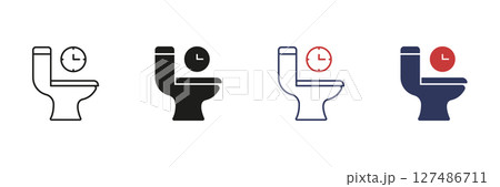 Toilet Time Management Line and Solid Icon Set. Bathroom Usage Efficiency Symbol Collection. Isolated Vector Illustration Toilet Time Management Line and Solid Icon Set. Bathroom Usage Efficiency Symbol Collection. Isolated Vector Illustration 127486711