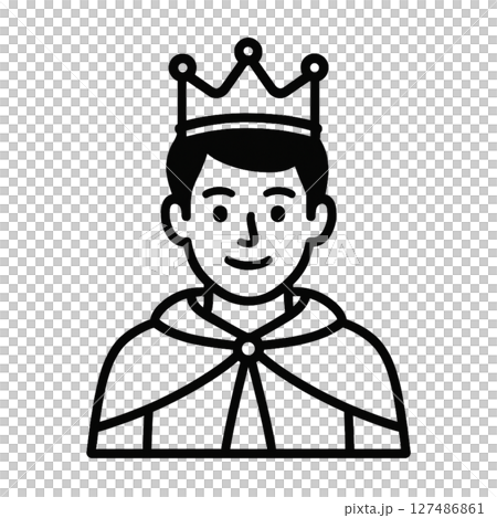 Prince line drawing icon, simple, material, illustration, no background 127486861