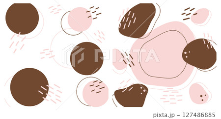 Hand Drawn Circular and Abstract spots and Stroke Trendy Background and Copy space Template idea Set 127486885