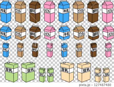 一組不同尺寸的牛奶飲料圖標 127487480