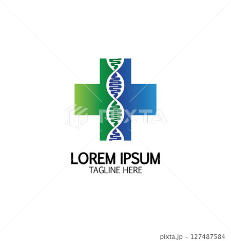 Health Cross DNA logo icon design template Health Cross DNA logo icon design template 127487584