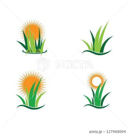 Grass logo vector template Grass logo vector template 127488004