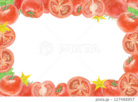 水彩絵の具で描いたトマト背景 水彩絵の具で描いたトマト背景 127488957