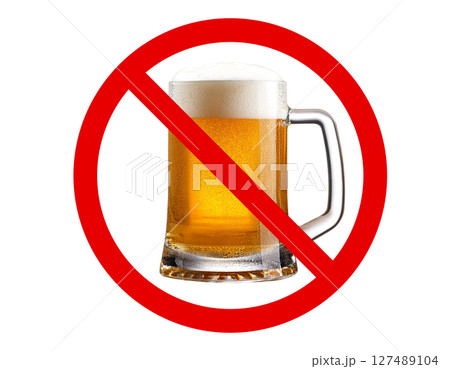 ビールと赤い禁止マーク 127489104