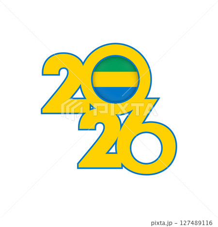 2026 banner with Gabon flag inside. 2026 banner with Gabon flag inside. 127489116