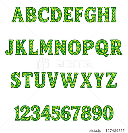 Snake Dragon Scales typography font lettering ABC cartoon vector text 127489835