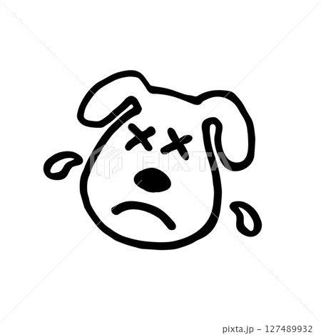 イヌさん暑い手書きイラスト 127489932