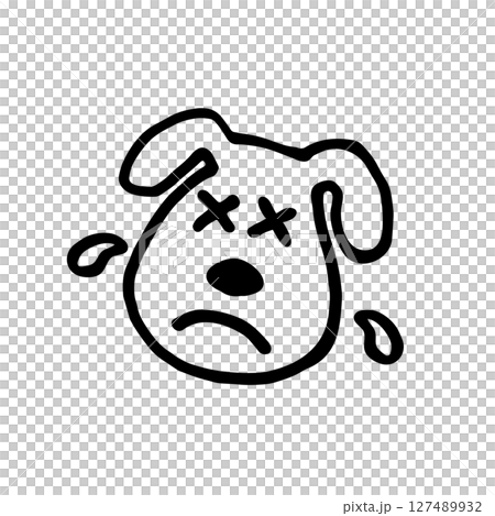 イヌさん暑い手書きイラスト 127489932