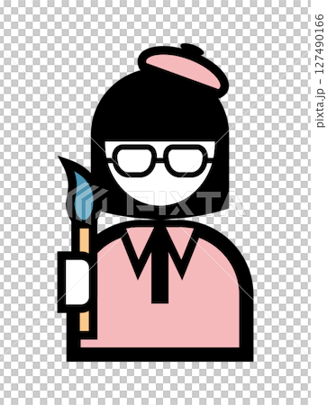絵筆を持った画家のシンプルなカラーイラストアイコン 127490166
