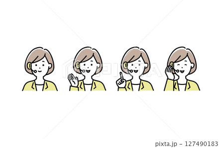 女性オペレーターのシンプルなベクターイラストセット 127490183