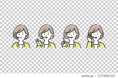 女性オペレーターのシンプルなベクターイラストセット 127490183