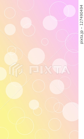 パステルカラーのグラデーションと水玉のキュートな背景 127490494