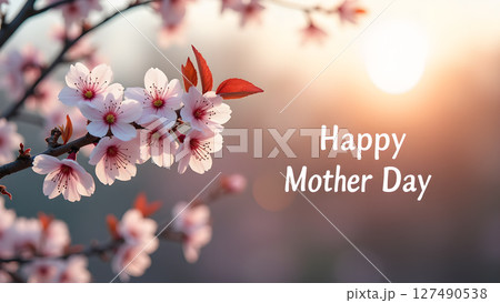 Blossoming Wishes: A Serene Mother's Day Greeting with Floral Beauty Blossoming Wishes: A Serene Mother's Day Greeting with Floral Beauty 127490538