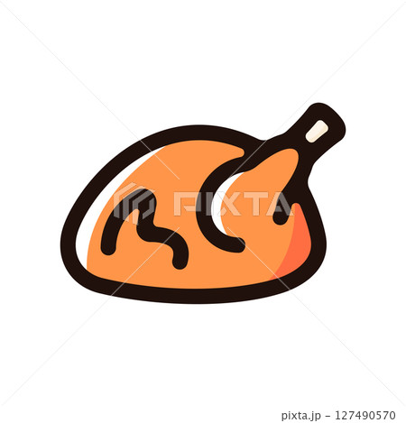 ターキーのイラストアイコン（肉料理・感謝祭・飲食メニュー素材） 127490570