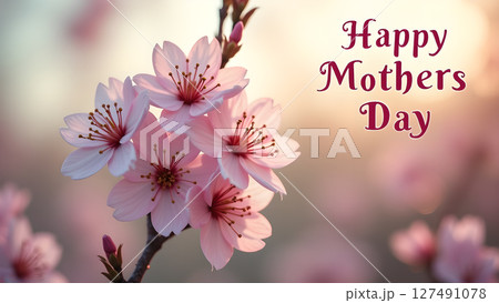 Gentle blossom wishes for mothers day celebration with pastel toned background 127491078