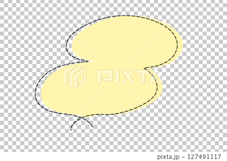 A simple and cute speech bubble made with dotted lines - Yellow A simple and cute speech bubble made with dotted lines - Yellow 127491117