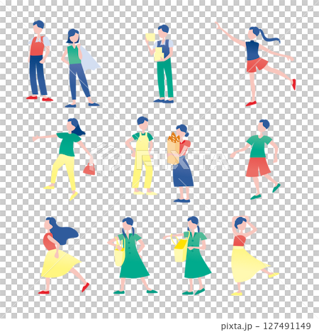 Standing figure illustration set 127491149