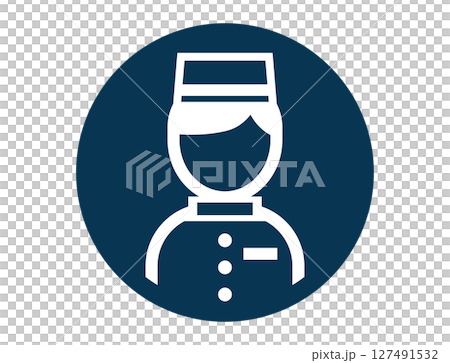 ホテルスタッフの丸いシンプルなモノクロ白抜きイラストアイコン 127491532