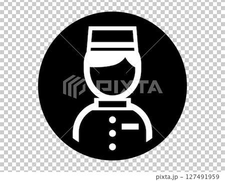 Hotel staff round simple monochrome outline illustration icon 127491959