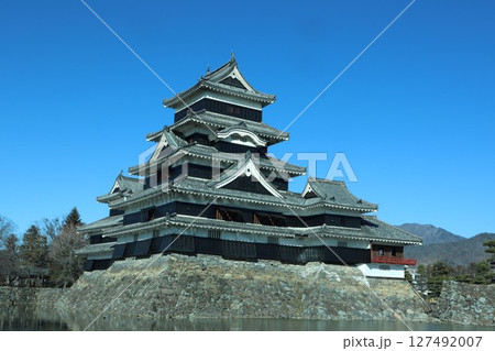 松本城、長野県松本市、松本町、赤い橋、北、 127492007