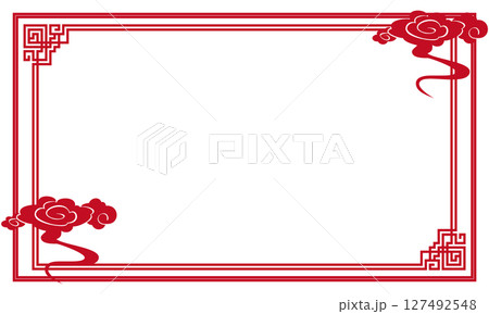 雲のある中華風フレーム 127492548
