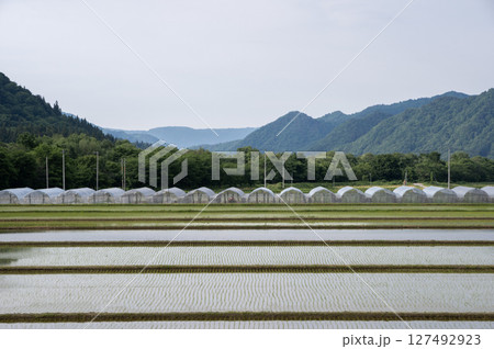 南会津の山と田園風景 南会津の山と田園風景 127492923