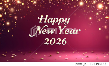 Elegant Happy New Year 2026 Celebration with Sparkling Gold Stars and Festive Design Elegant Happy New Year 2026 Celebration with Sparkling Gold Stars and Festive Design 127493133
