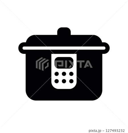 Simple vector black icon rice cooker 127493232