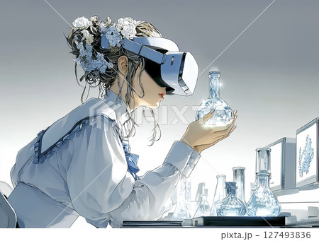 VRを利用した未来教育の授業のイラスト素材 127493836
