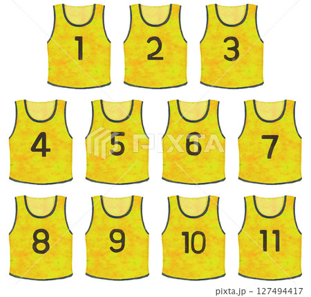数字入りゼッケンのイラストセット 黄色 127494417